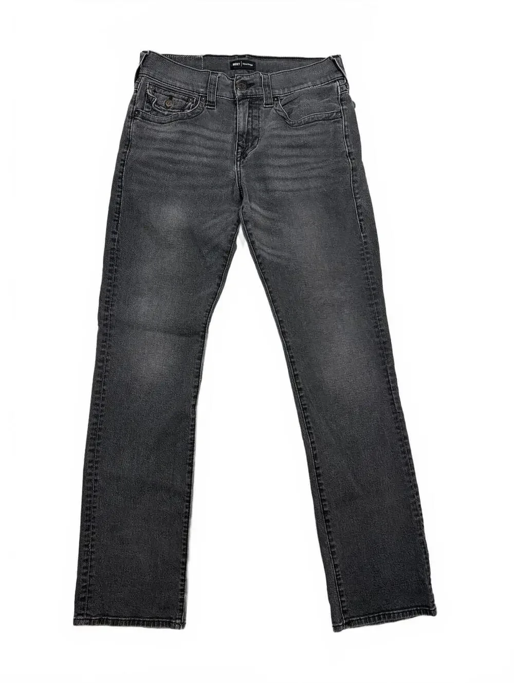 True Religion Ricky Straight Leg Jeans - Size 30 x 32 Black Denim Flap Pockets